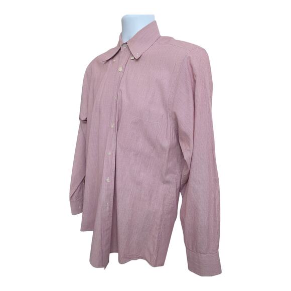 Harvey Bernard Bernard Holtzman Men 15 32/33 Red Pinstripe Long sleeve Button Up - Picture 2 of 6